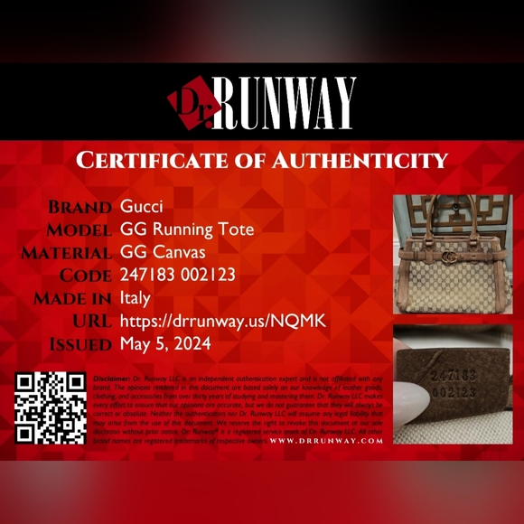 100% AUTHENTIC GUCCI RUNNING TOTE GG - Picture 13 of 13